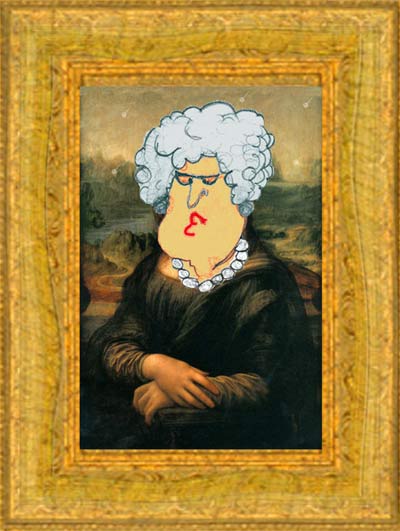 mona lisa with head of sleet lady